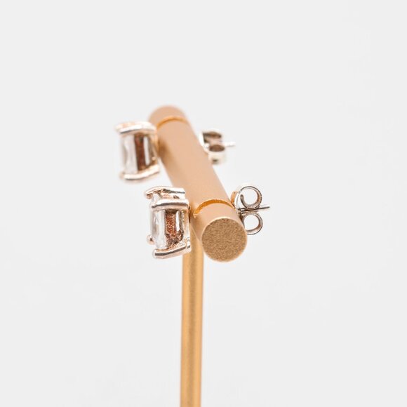 Vintage Serling Silver Emerald Cut White CZ Stud Earrings - Picture 5 of 5